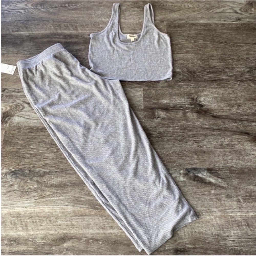 Open Edit Lounge Pants Set Grey Crop top size Large - Picture 7 of 11